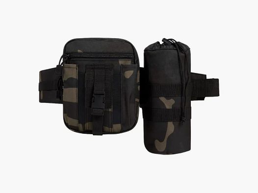 Brandit Taillengürtel "Allround" mit Tasche + Flaschenhalter - Dark Camouflage