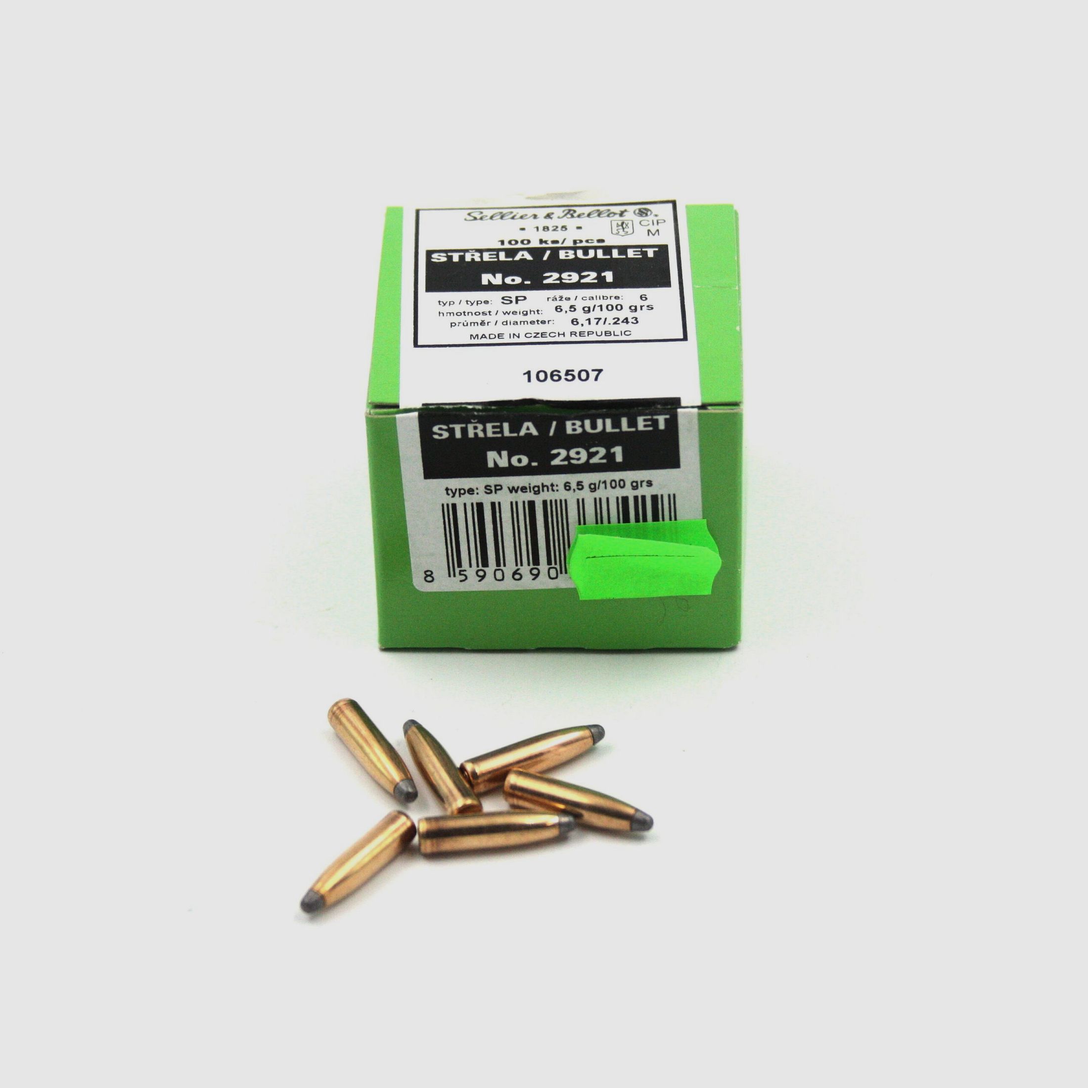 Cartouches de fusil, S+B .243 SP, 100gr, 100 pcs, .243 Win.