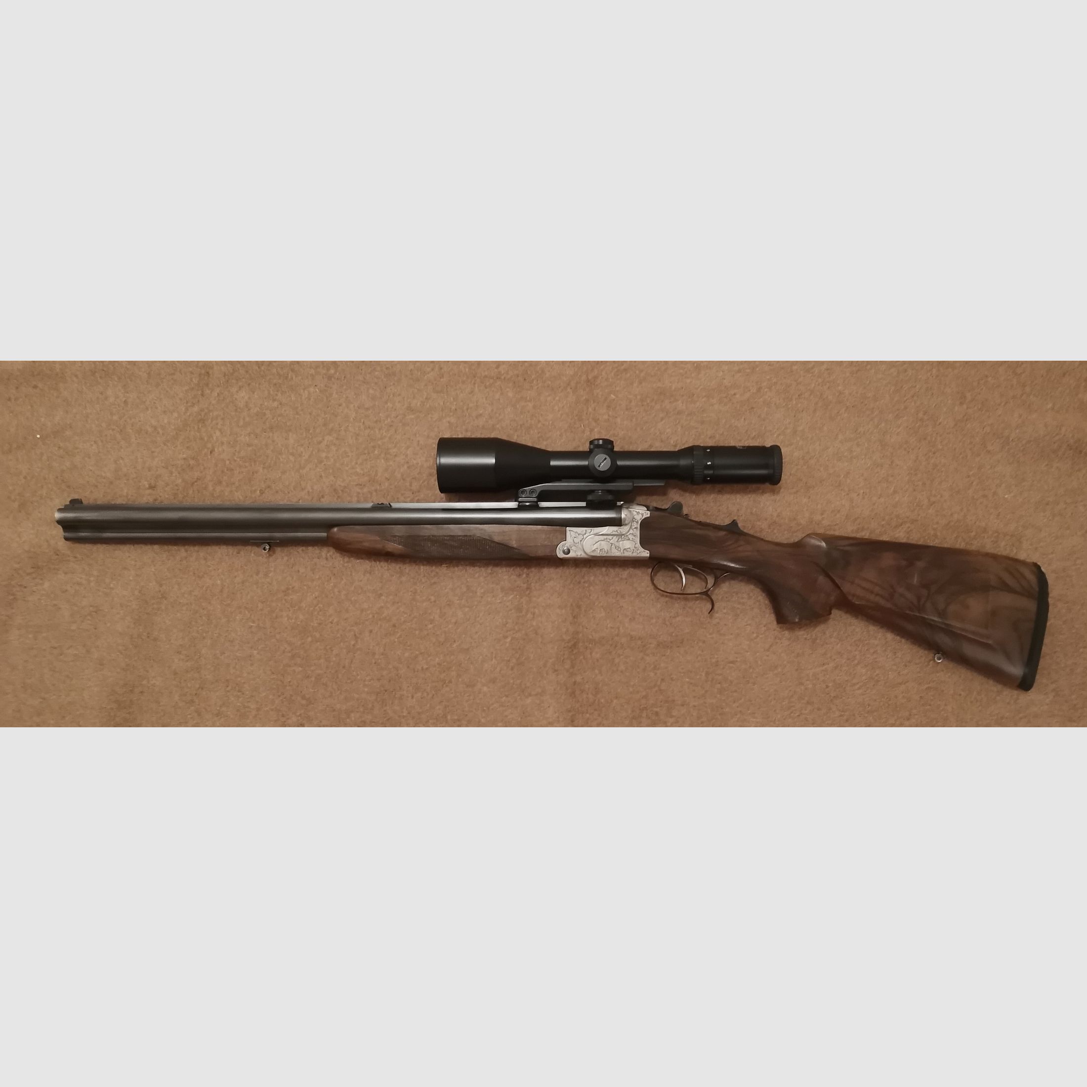 Boring Krieghoff Plus 20, 9,3 x 74R, 20/76 met EL 65, 5,6x 52R, handspanner, S&B LP 3-12 x 50