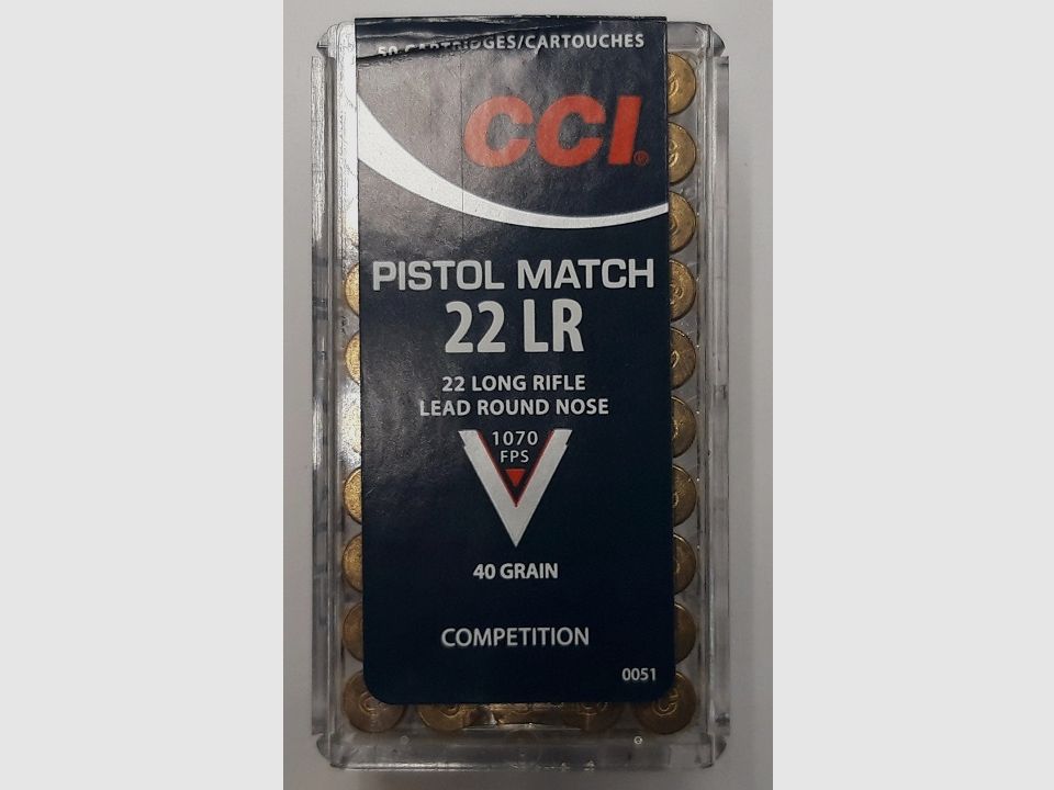CCI Pistol Match .22 lfB KK cartridges