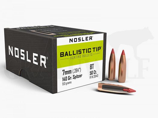 .284 / 7 mm 140 gr / 9,1 g Nosler Ballistic Tip Geschosse 50 Stück