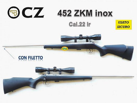 CZ 452 ZKM Inox cal.22 lr avec filetage - Occasion - R.16939