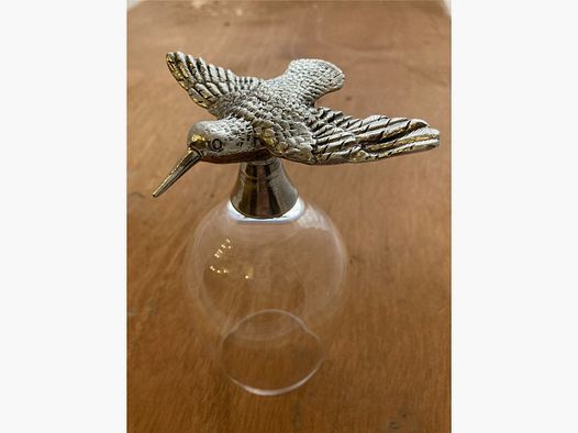 Lovergreen Accessoires Motiv Wein-Glas mit Waldschnepfen-Fu aus Zinn