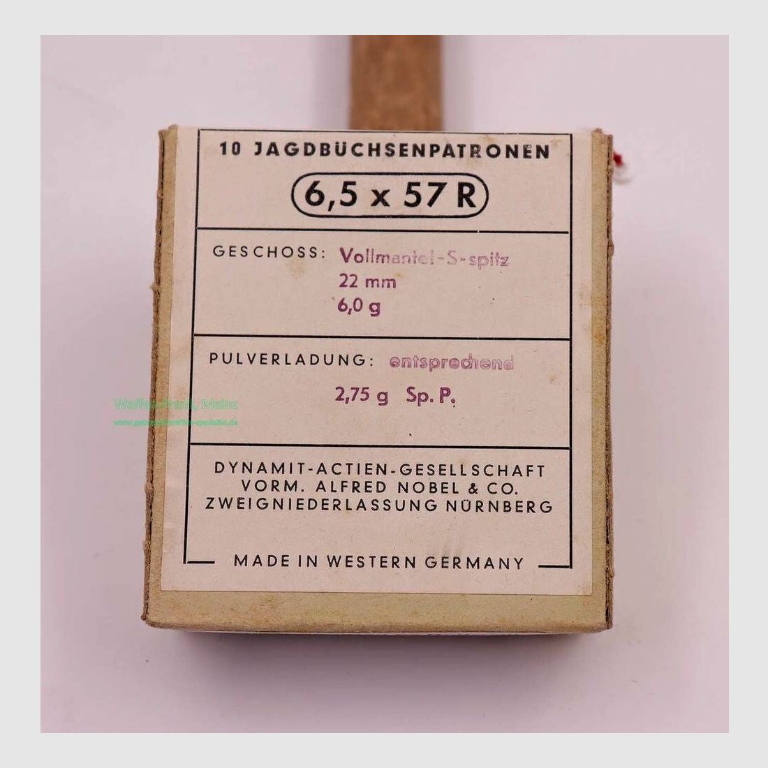 RWS (WZd.Fa.Rottweil) rifle cartridges 6.5x57R