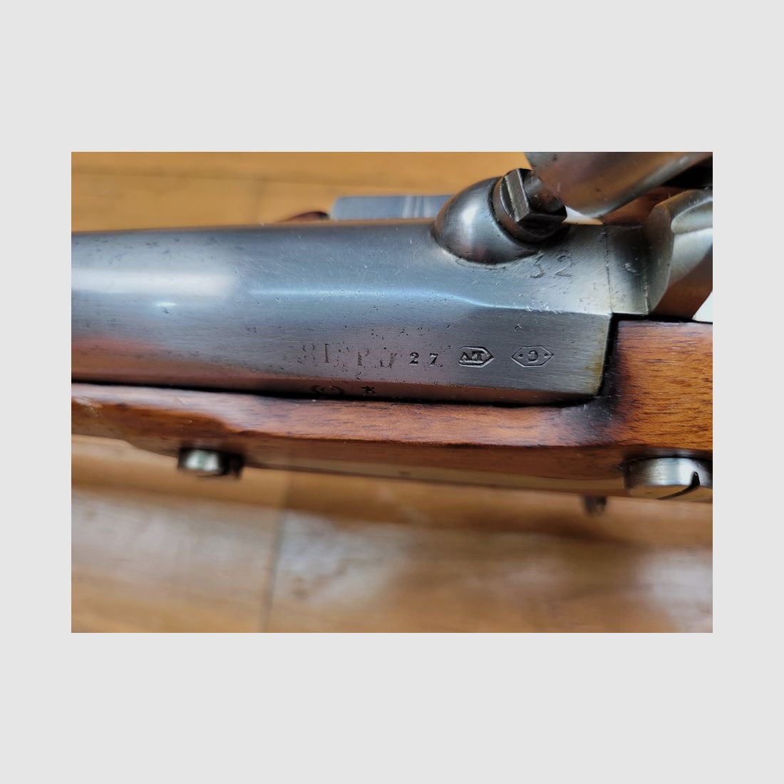 Schöner Voltigeur-Gewehr 1822 Tbis – Königliche Manufaktur Saint-Etienne 1830 – Umgebaut T in Tulle dann Bis in Tulle ebenfalls – Perfekt homogen – Bajonett – Hervorragender Zustand!, Bild 25 von 32