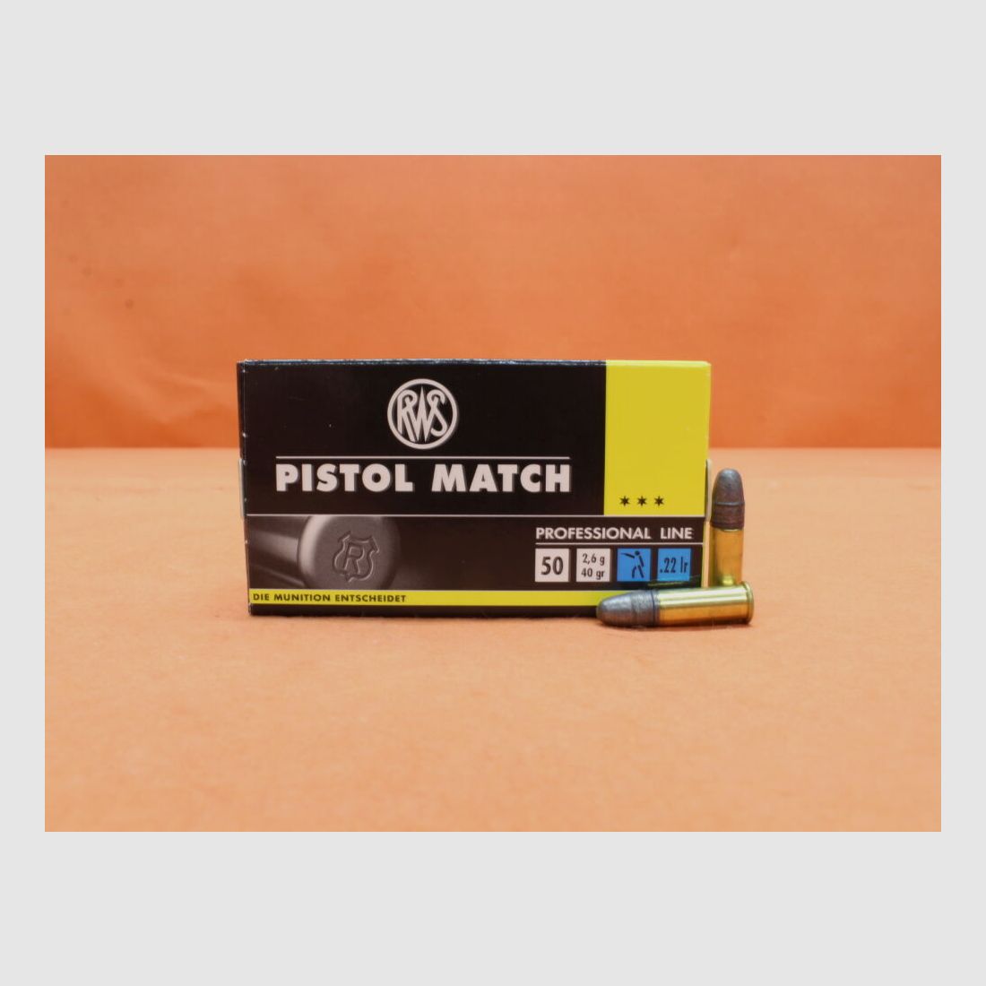 RWS Patrone .22lr RWS 40grs LRN (2132443) VE 50 Patronen "Pistol Match"/ 2,6g Blei-Rundkopf