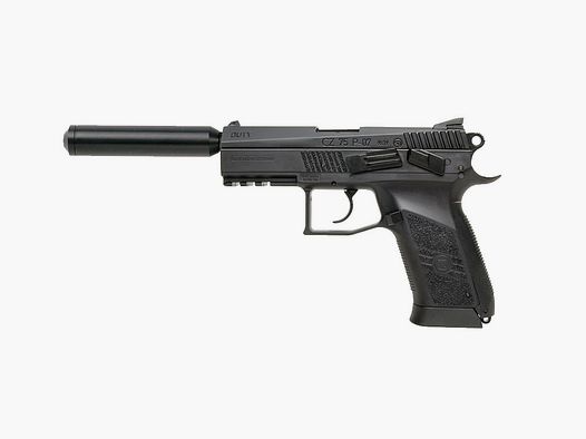 CO2 Softairpistole CZ 75 P-07 Duty Blow Back Metallschlitten schwarz Kaliber 6 mm BB (P18)+ schwarzer SchalldĂ¤mpfer Adapter