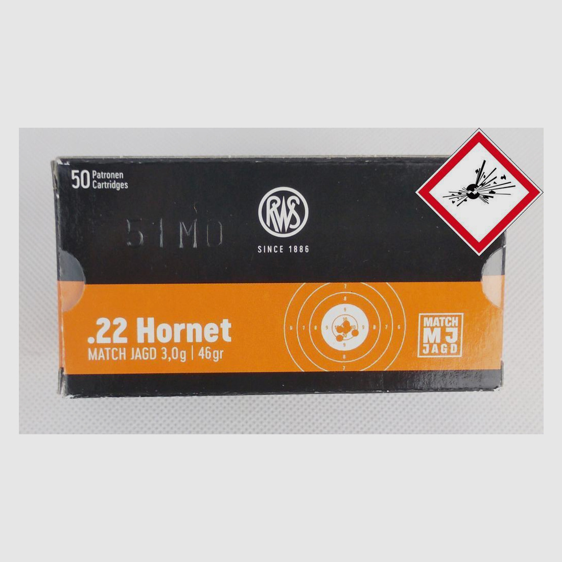 RWS cartouche de chasse cal. .22 Hornet MJ 46grs