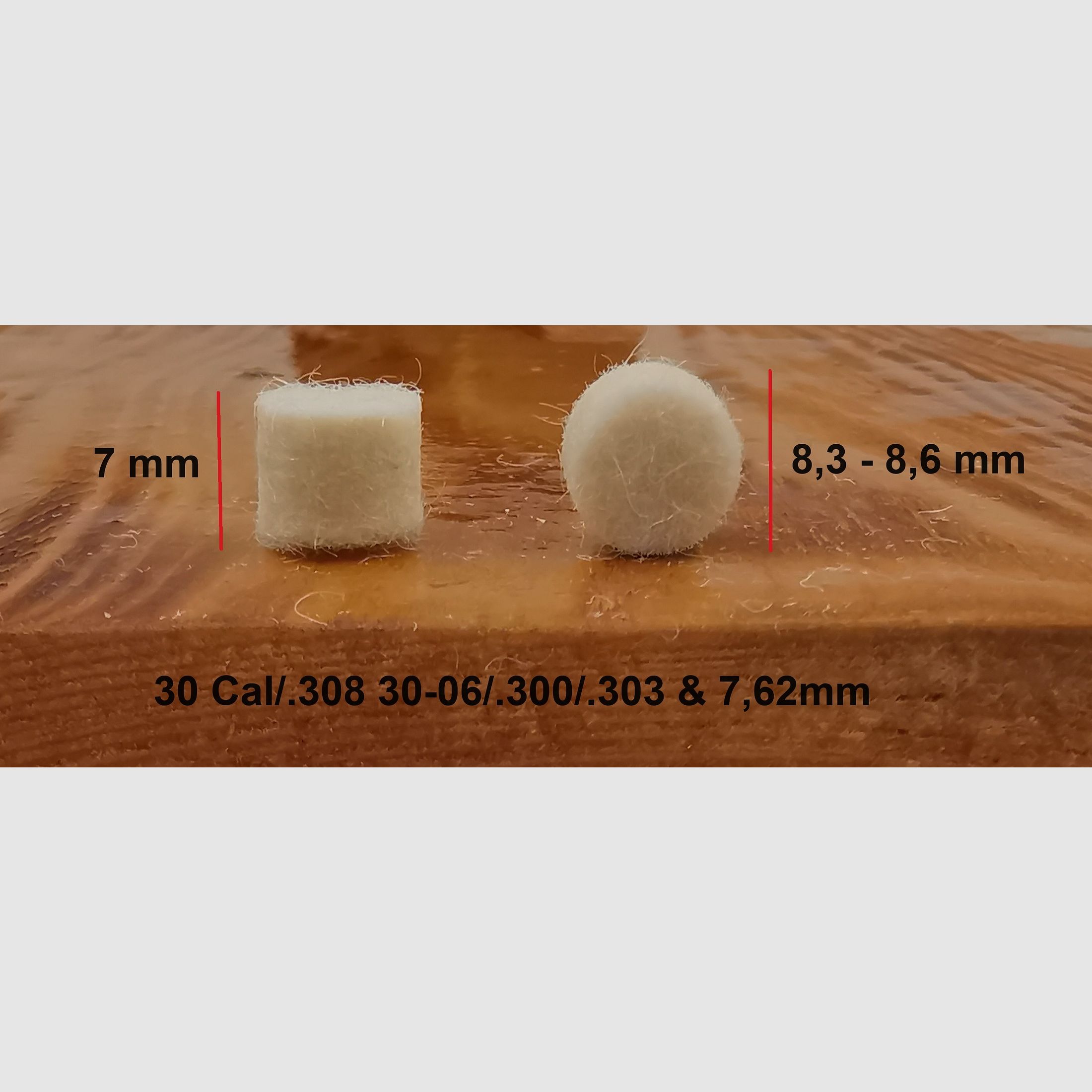 Cleaning felts 100 pieces Felt cleaner Running cleaner Felts wool 9x19 9 mm 308 30-06 .223 22 17HMR 45