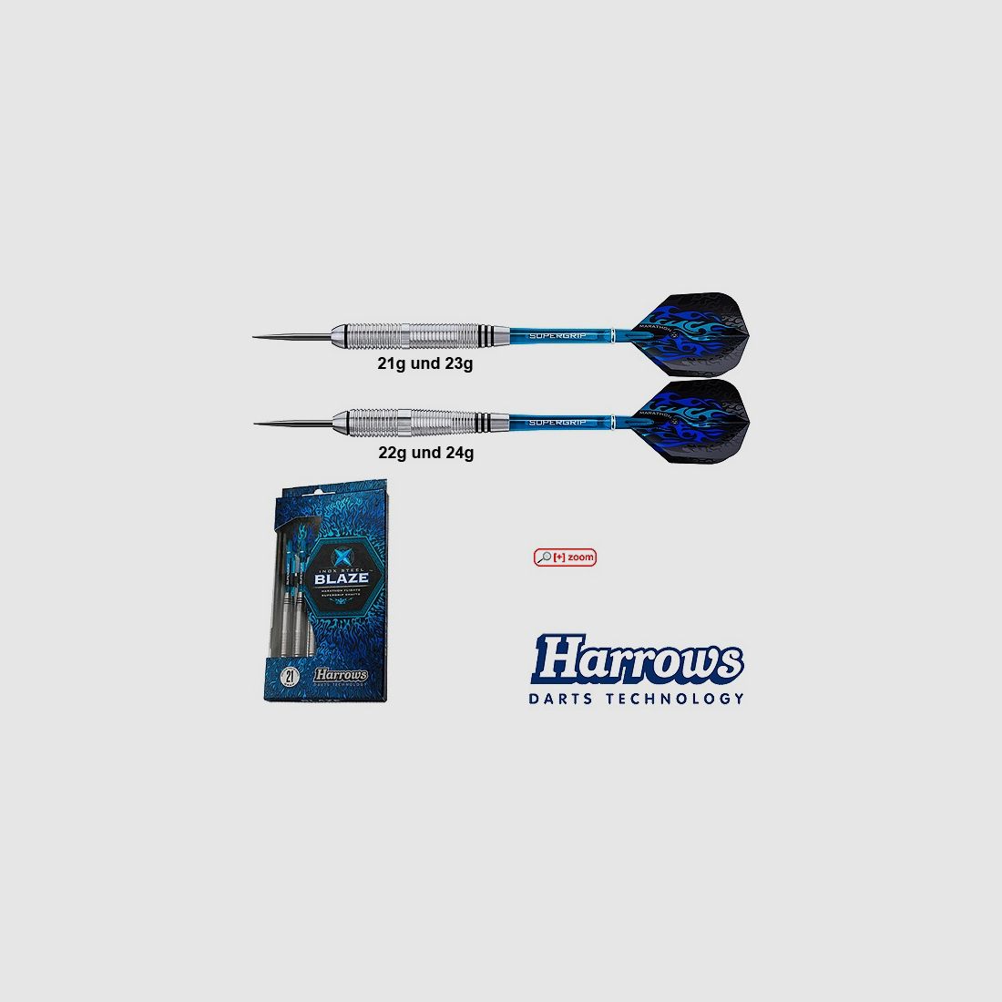 Harrows-Darts-Technology Blaze Steel 21g Dart & Zubehör
