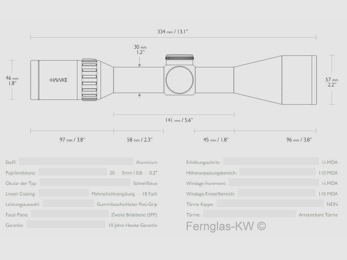 BWare HAWKE 16321 ENDURANCE 30 WA 2.5-10x50 Zielfernrohr LRC 10x Absehen MOA. V401