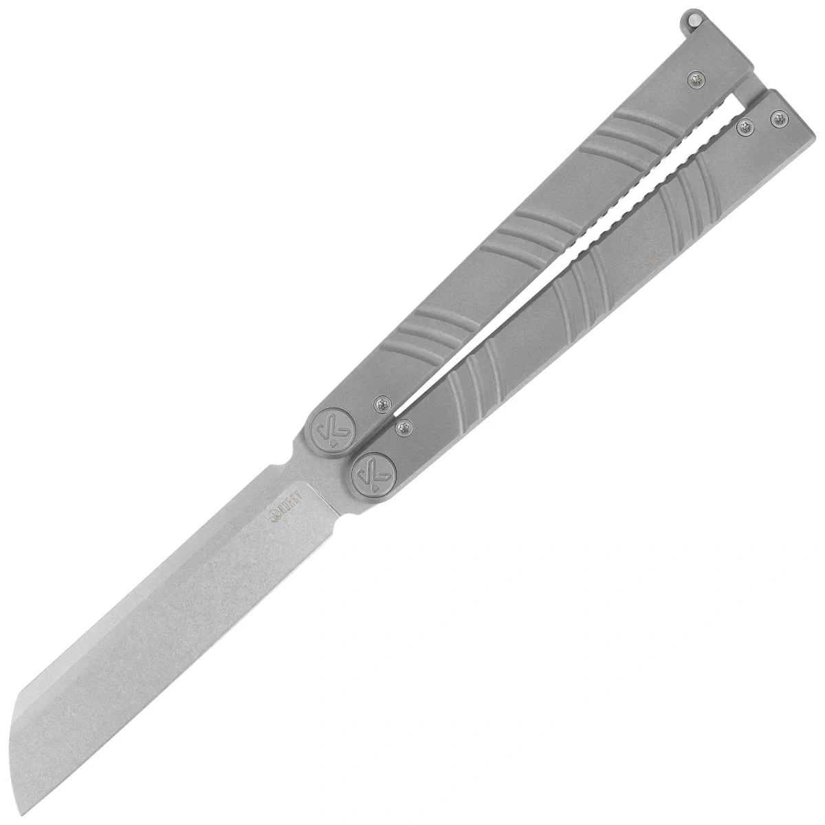 Nóż motylkowy Kubey Ballistic Grey Titanium, Beadblasted 14C28N by Mark Perez (KU297A)