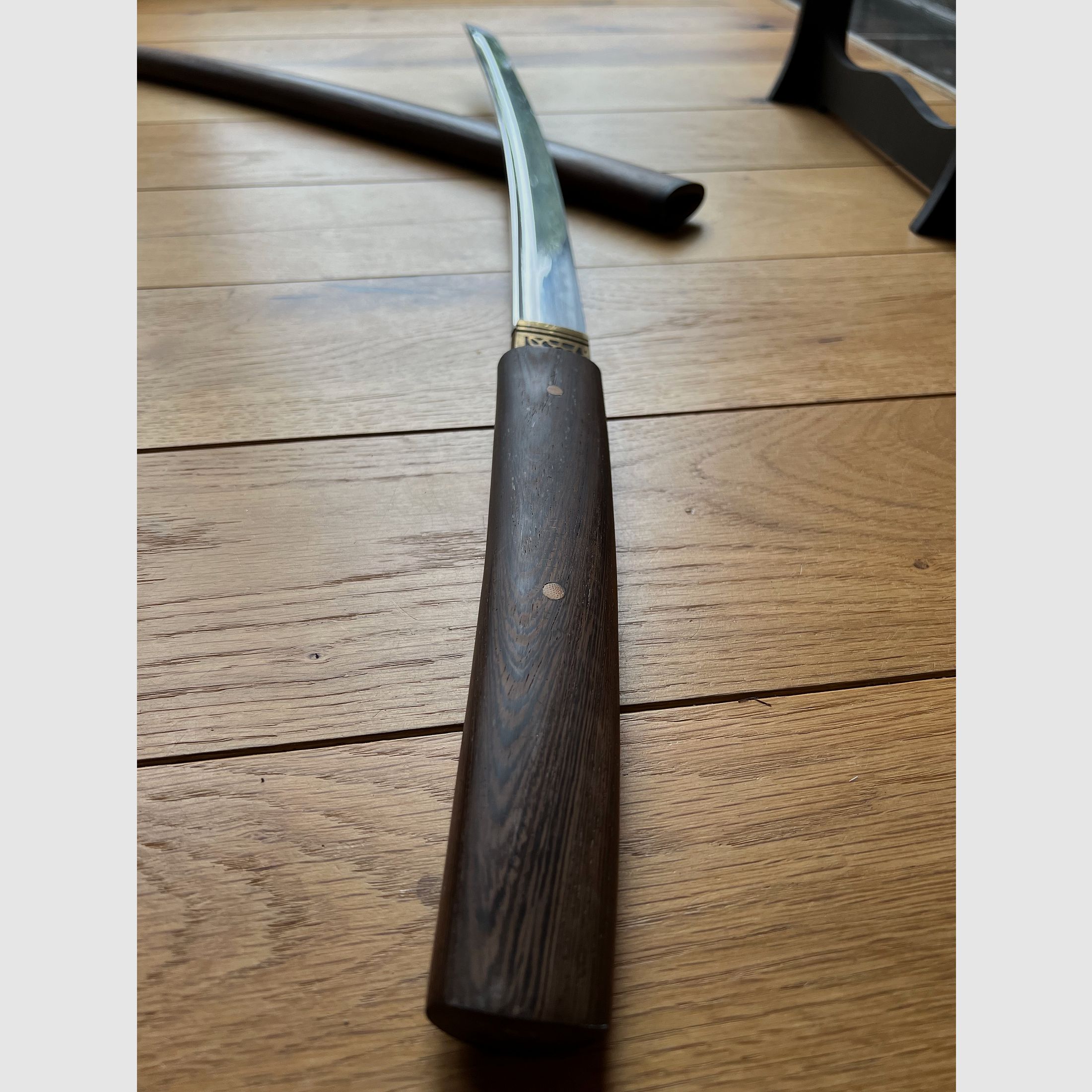 Wakizashi with wooden sheath and wooden handle