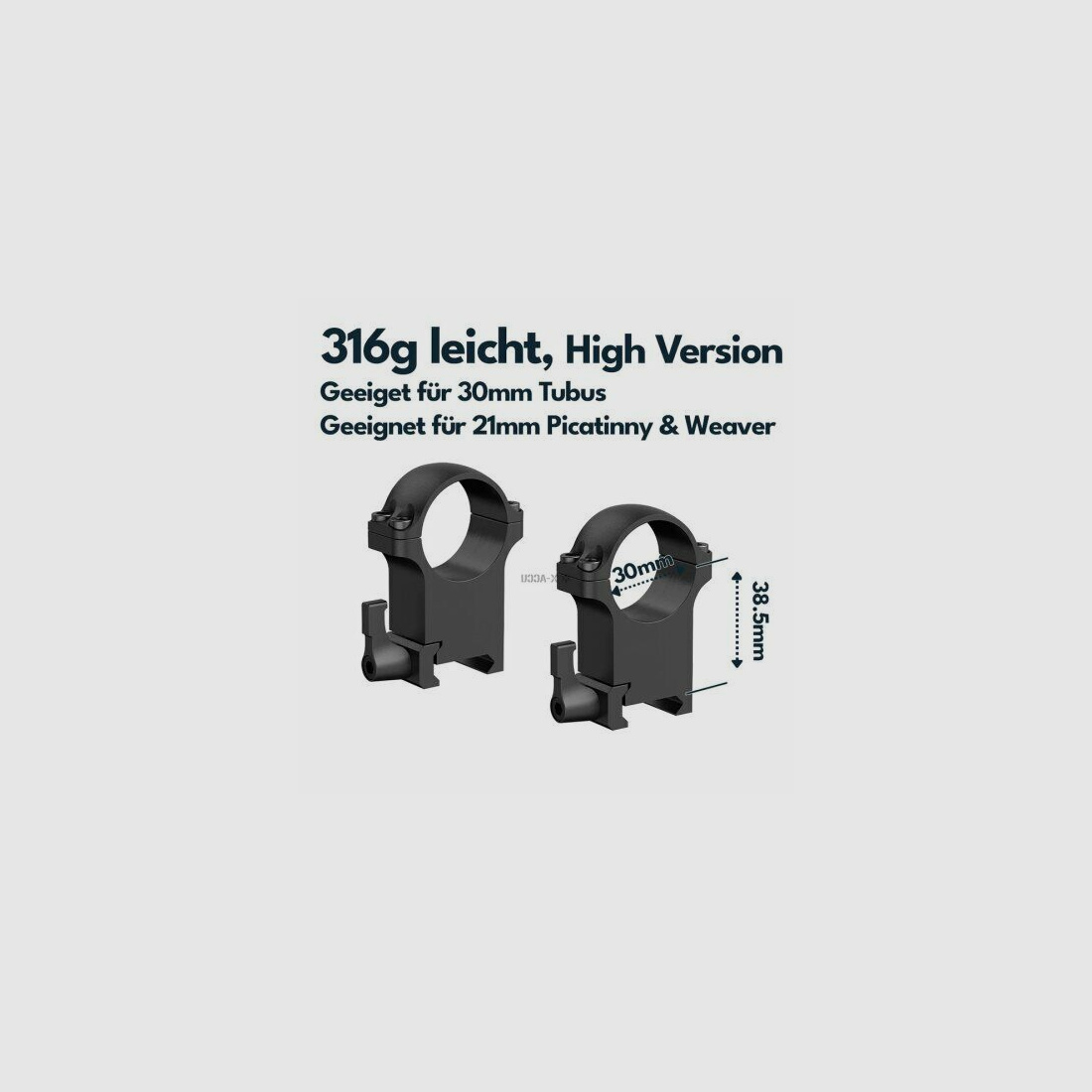Vector Optics Stahl-Schnellmontage für 30mm Tubus, 21mm Picatinny/Weaver -