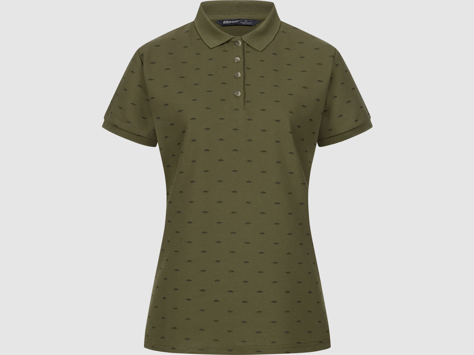 Damen Allover Polo Shirt Dunkel Oliv/Schwarz Dunkel Oliv/Schwarz 36