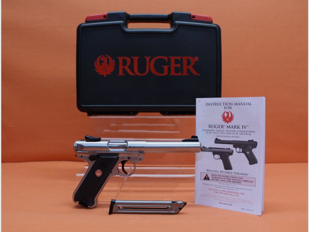 Pistola Ruger Ha. .22lr Ruger MARK IV Target Acciaio Inossidabile 5,5" canna/ canna bull (.22lfB/.22L.R. MK4), immagine 6 di 7