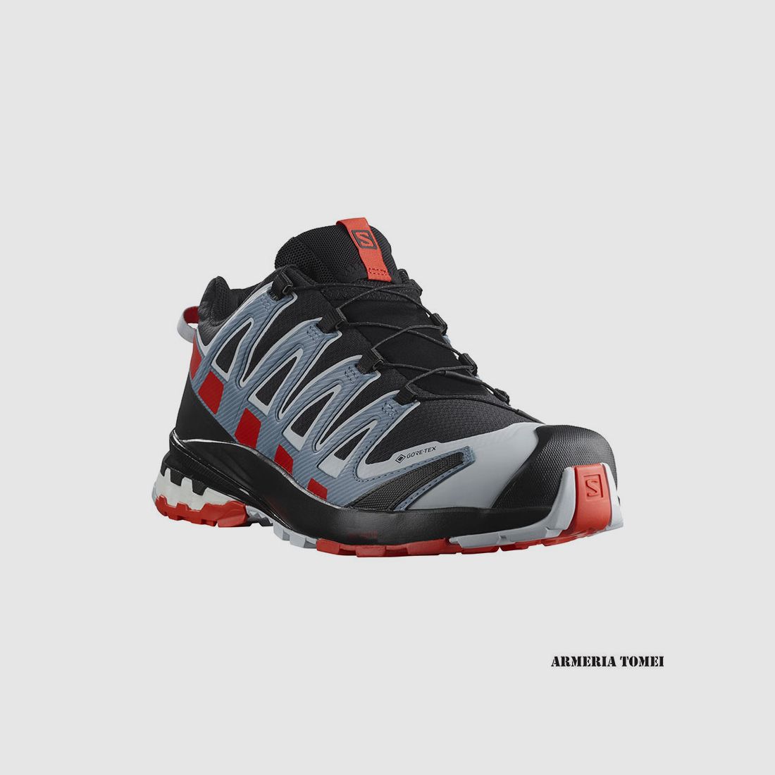 SALOMON – MEN – XA PRO 3D V8 GTX Black / Fiery Red / Faded Denim, image 2 of 6