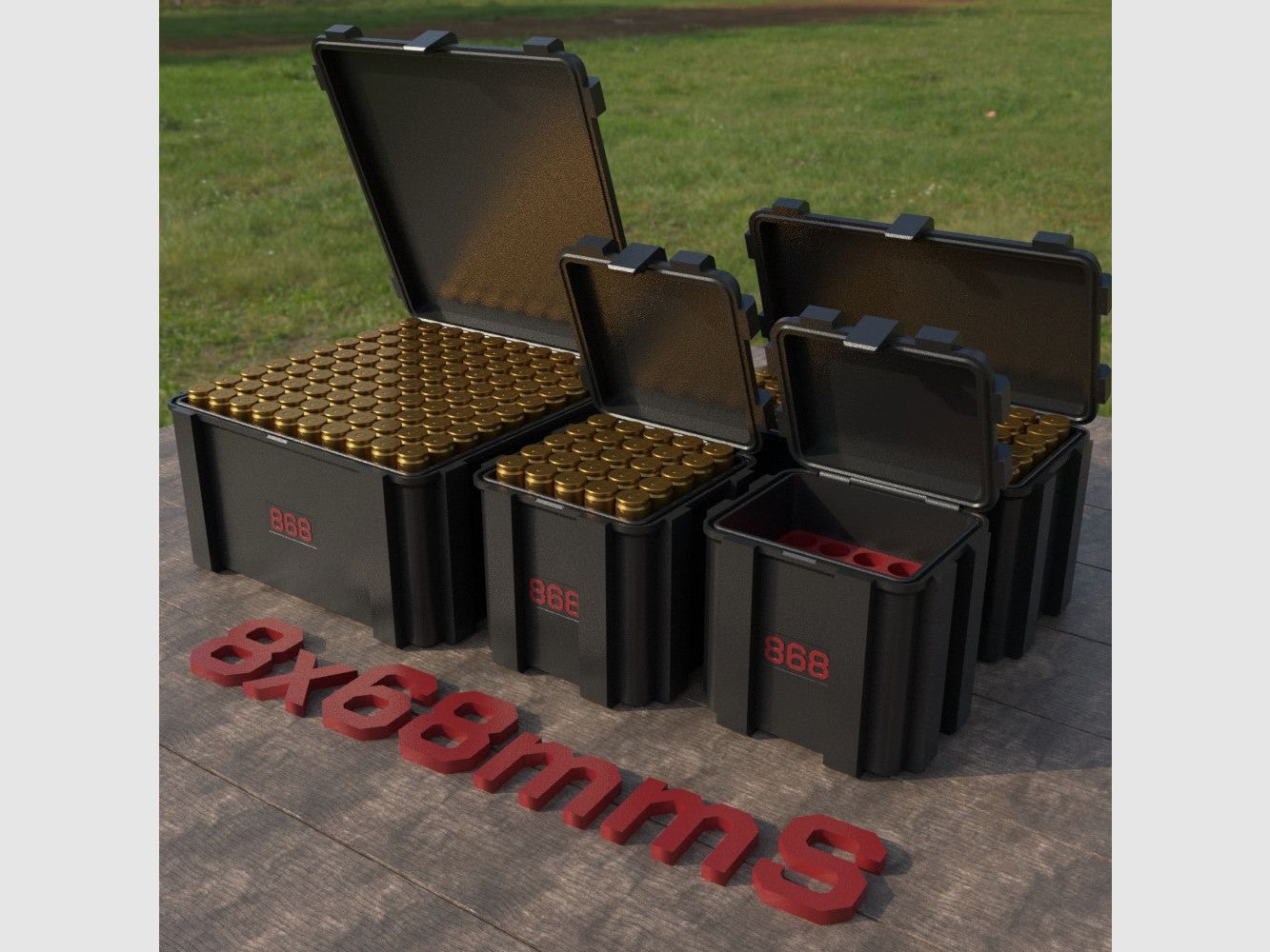 Filamelt ammunition box / 8x68mm S / 'flip lid' / cartridge box, ammo box
