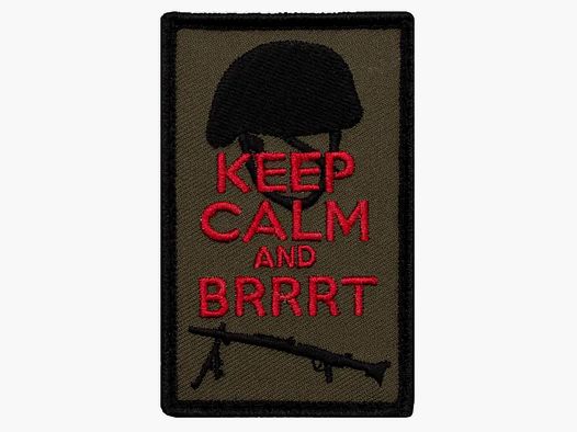 Café Viereck Café Viereck Patch Keep calm and Brrrt oliv rot