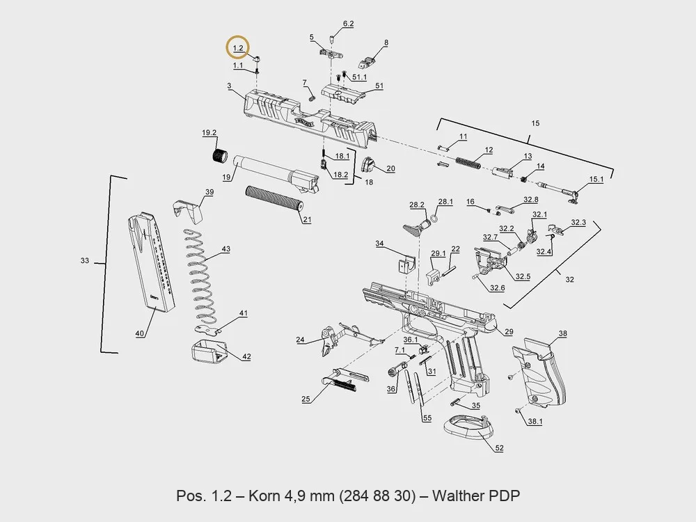 Walther PDP Korn 4,9 mm (Kunststoff) – Waffenteil, Bild 2 von 2