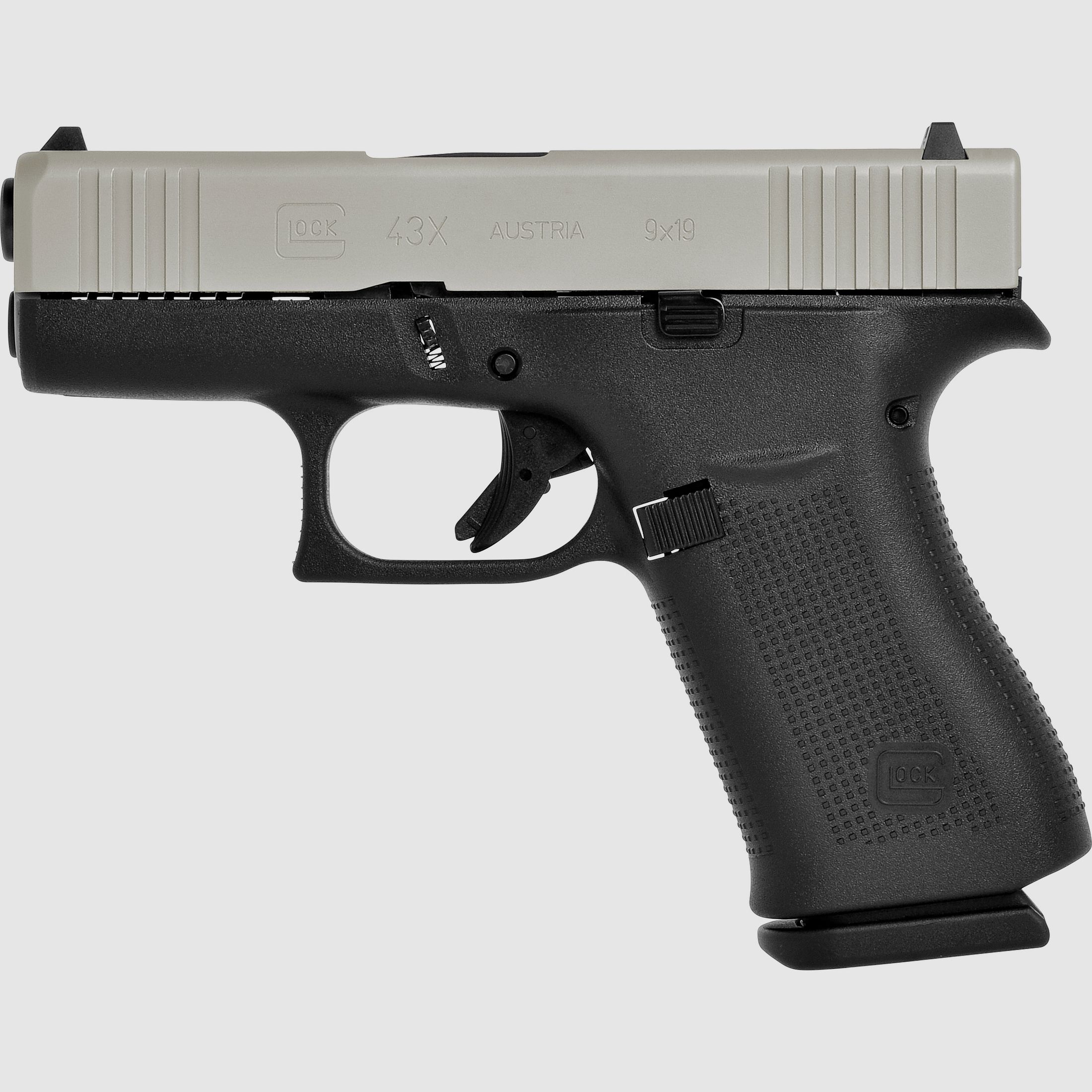 Glock Pistole G43X Silver Slide FS 9mm Luger 3.41″ / 87 mm 10+1, Subcompact Slimline