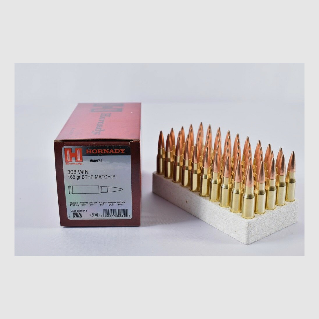 Hornady	 168grs BTHP Match 50STK .308Win