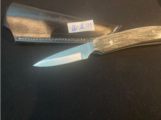 Gürtelmesser, Jagdmesser, Hirschhorngriff, Lederscheide schwarz
