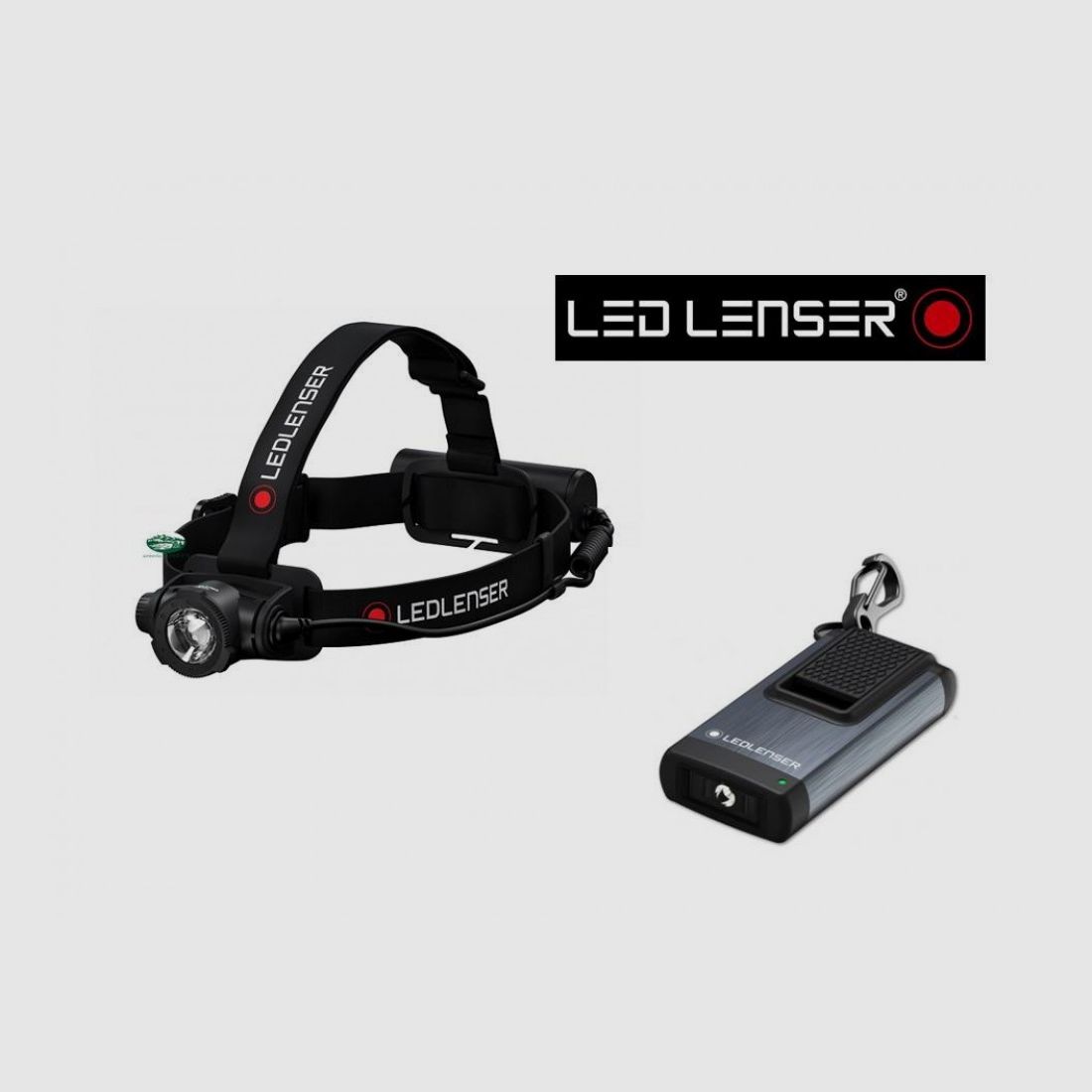 LED LENSER Set Stirnlampe H7R CORE + LED Taschenlampe Schlüsselanhänger K4R