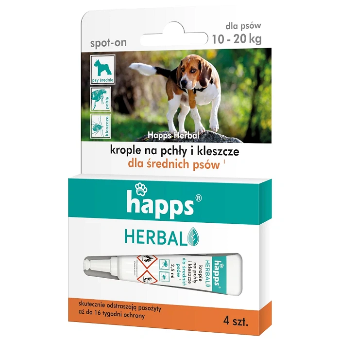 Happs drops against fleas and ticks for dogs weighing 10–20 kg, image 1 of 2
