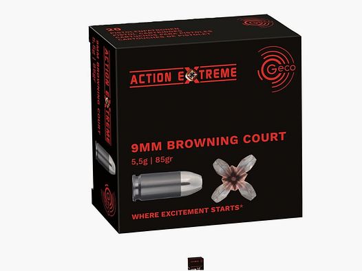 GECO cal. 9.. pistolet 9 mm Browning Court ActionEXTREME 20 pcs. coup de grâce/JHP