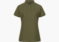 Damen Allover Polo Shirt Dunkel Oliv/Schwarz Dunkel Oliv/Schwarz 38