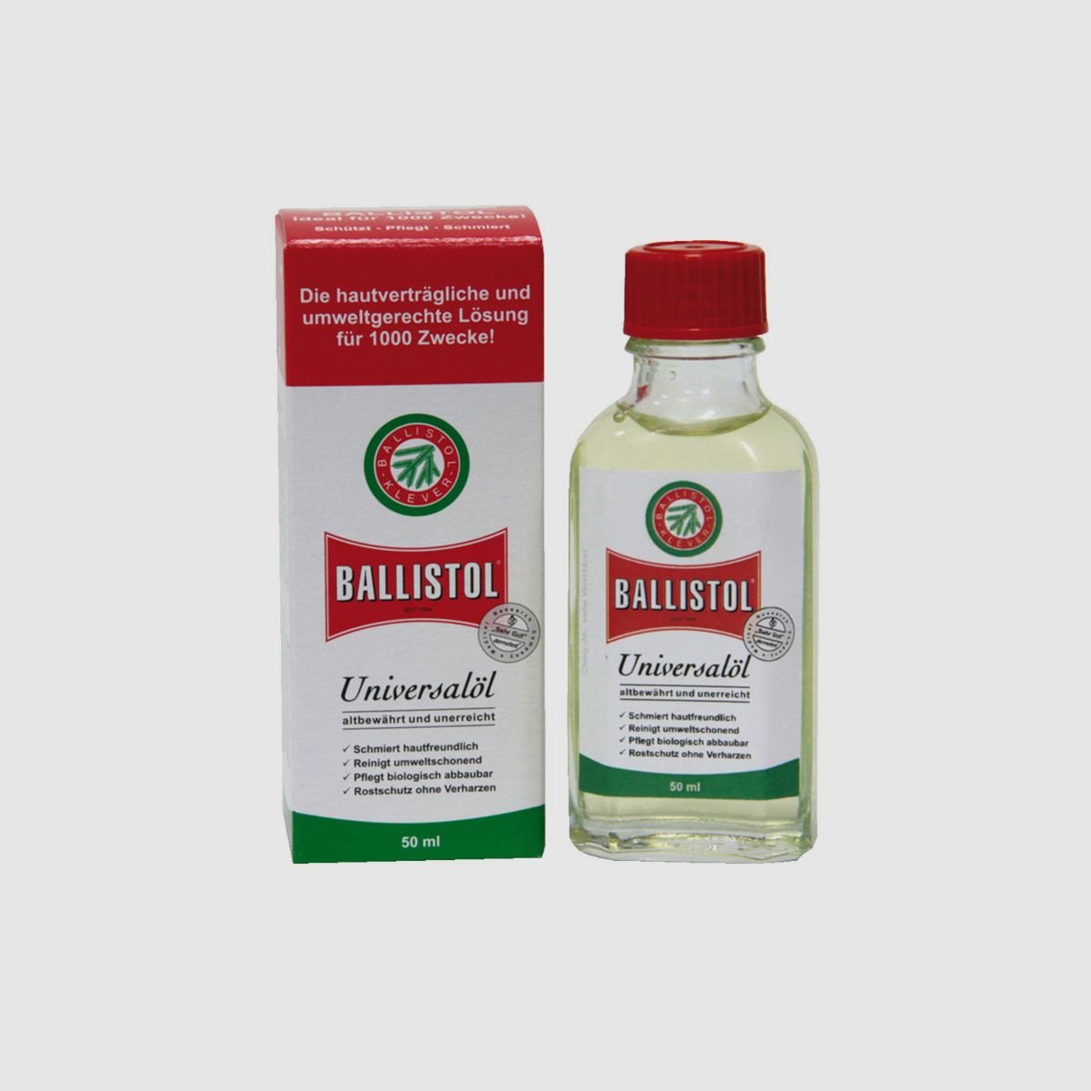 <BALLISTOL Uniwersalne olej 50 ml butelka szklana olej pielęgnacyjny olej do broni Wyprodukowano w Niemczech