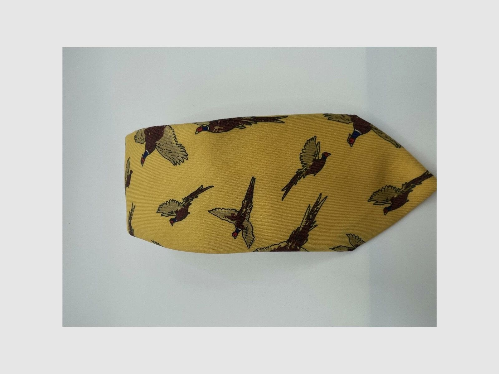 Robert Keyte Krawatte 100% Seide gelb Motiv Fasan