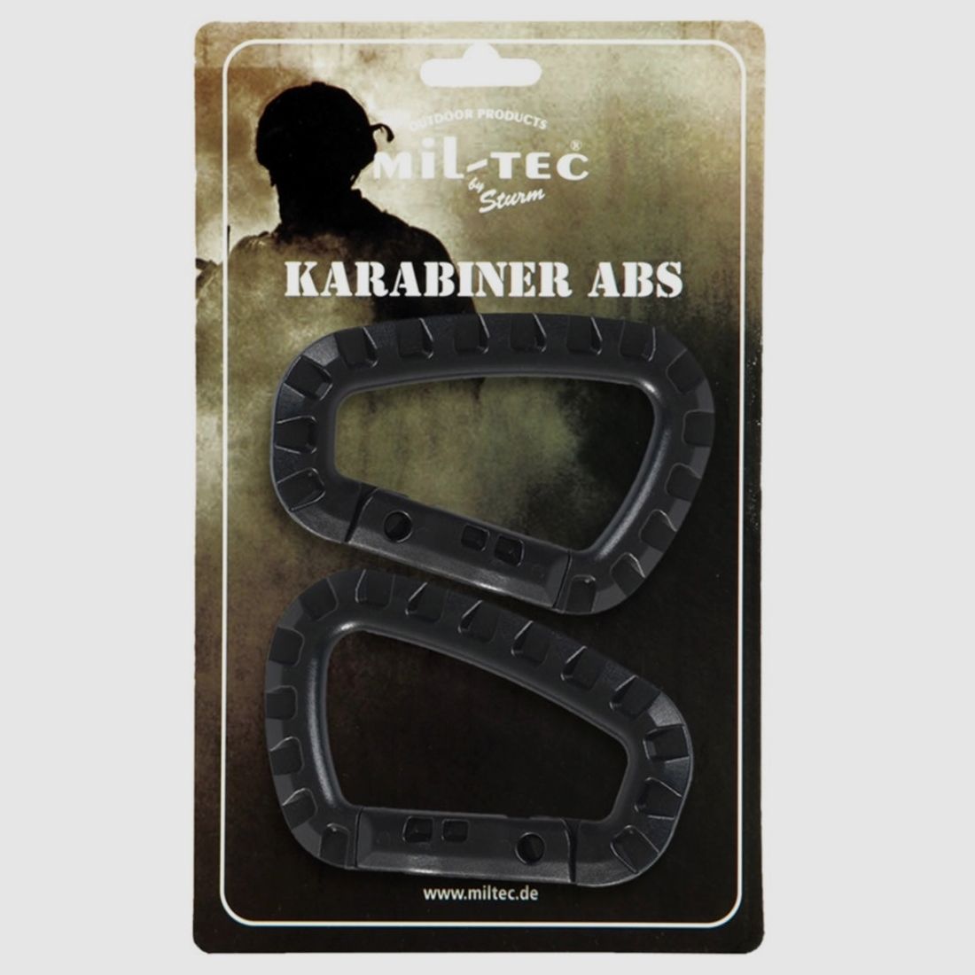 Taktische ABS-Mosquetons SCHWARZ (2er-Pack)