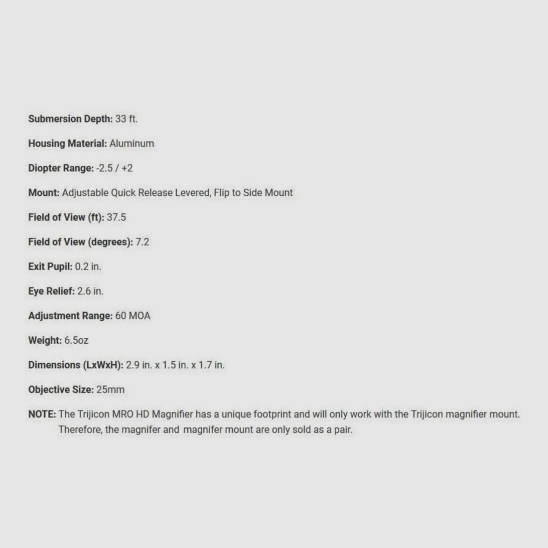 Trijicon MRO HD Magnifier 3x25mm Black