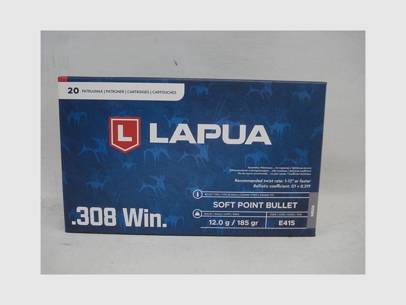 Lapua .308Win Mega 12,0g/185gr - (a20)