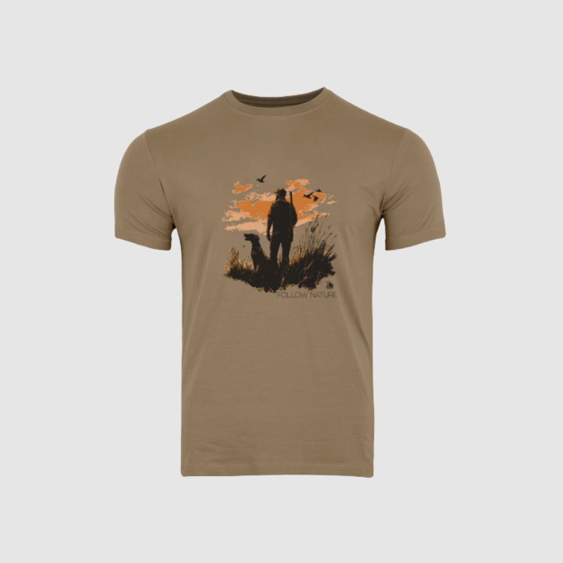 Tagart Fnt Hunter men's cotton T-shirt in beige with print