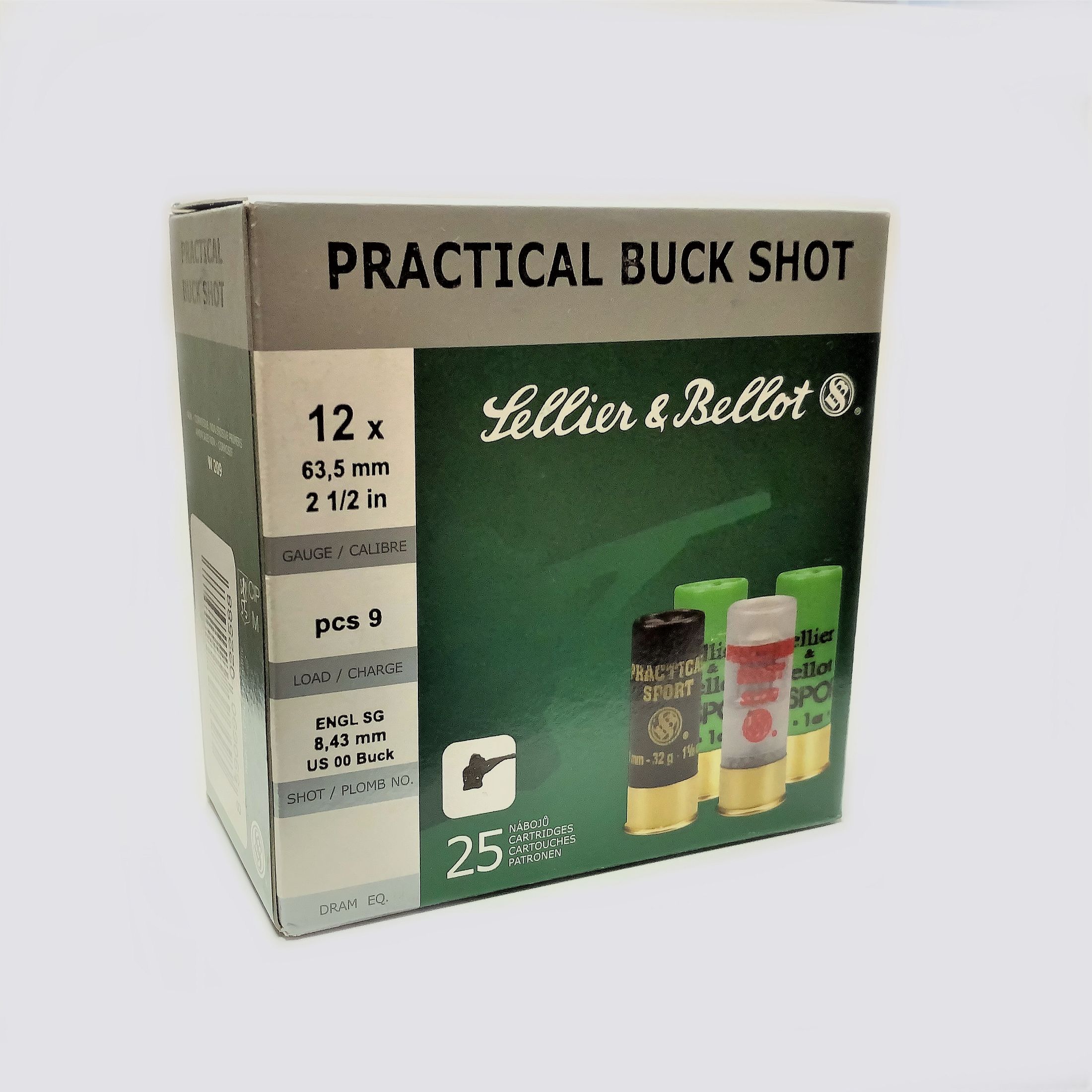 S&B Cartucho de escopeta 12/63,5 Practical Buck Shot