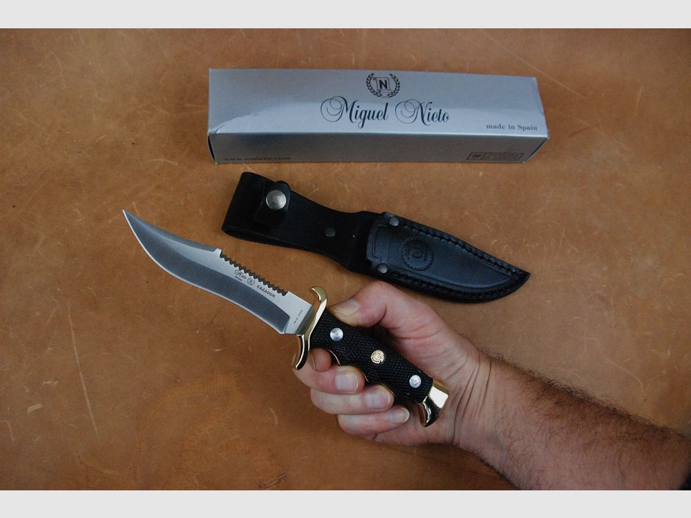 Messer,Klinge 11cm, Messingbeschläge,Lederscheide