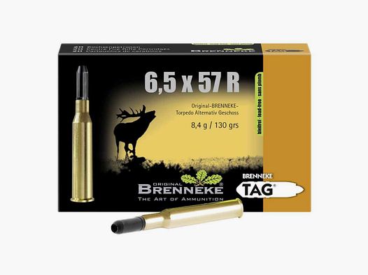 6.5x57R TAG lead-free 8.4g/130 grs. Brenneke