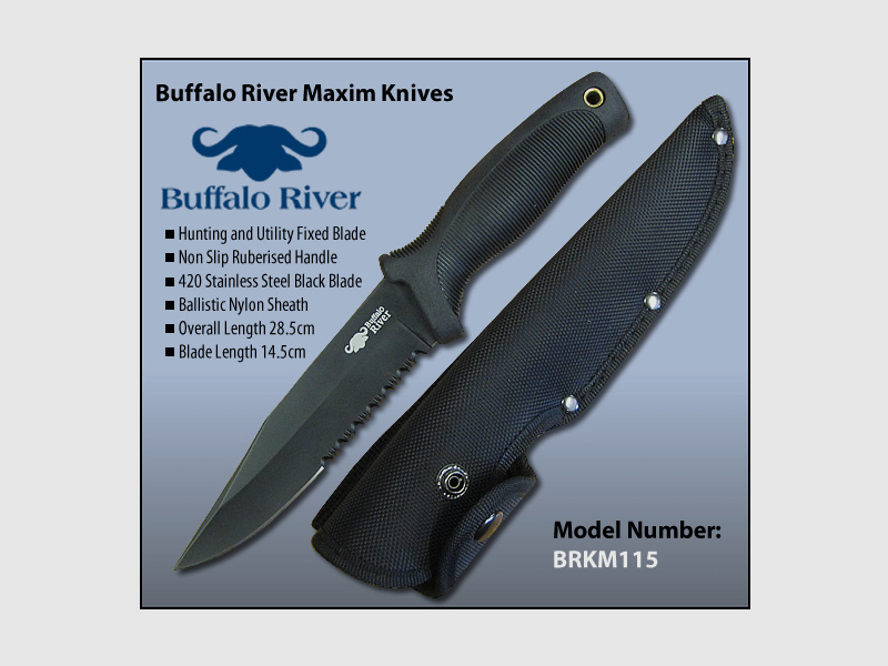 Buffalo River Hunting Knife BRKM-115 Black Titanium