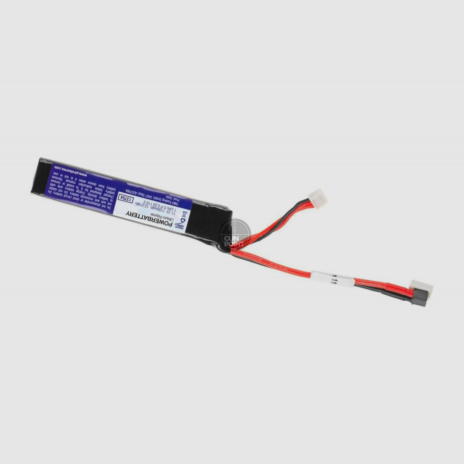 Pirate Arms LiPo 11.1V 1100mAh 20C Stock Tube Type Mini T-Plug-Schwarz