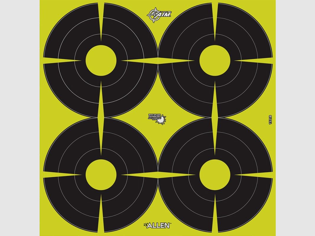 EZ AIM Splash Reactive Paper Shooting Targets Bullseye, 4 Targets per Sheet, 12-Pack, image 3 of 3