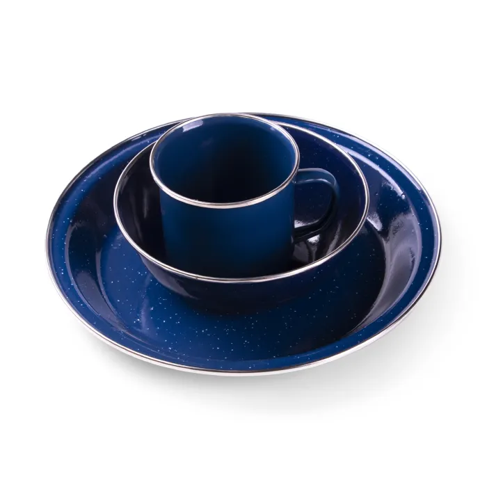 Set da campeggio in smalto grande 12 pezzi in blu, immagine 1 di 6