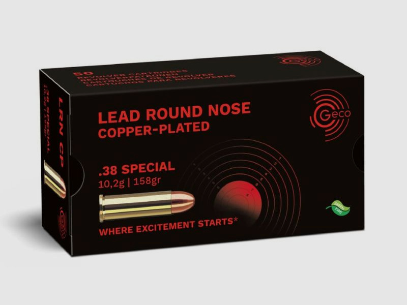 GECO .38 Special Plomo Punta Redonda, chapado en cobre 10,2g/158gr - 50 cartuchos