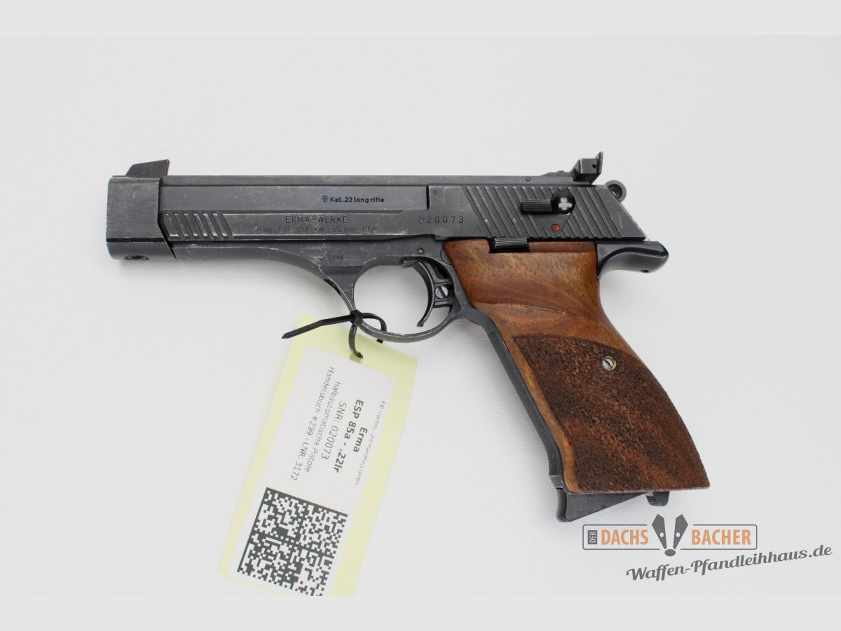 Pistole Erma ESP 85A Kal. .22lfB mit 2tem Magazin, Gewicht, Anschussbild