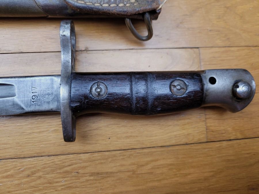 Bella Baionetta US17 – fabbricazione Remington del 1917 – raro fodero US di 1° tipo – Testa d'aquila + granata – TBE+, immagine 7 di 15