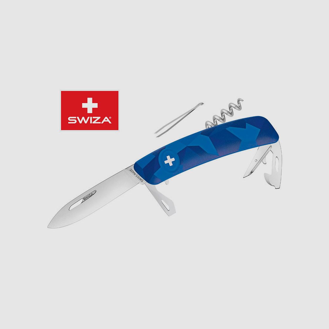 SWIZA Schweizer Messer FILIX D03 CAMO URBAN BLUE, Edelstahl 440, 11 Funktionen, Korkenzieher