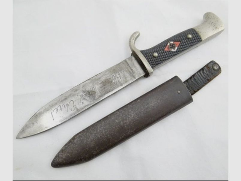 Oryginalny nóż do jazdy HJ z mottem z Wk2 RZM M7/42 1936