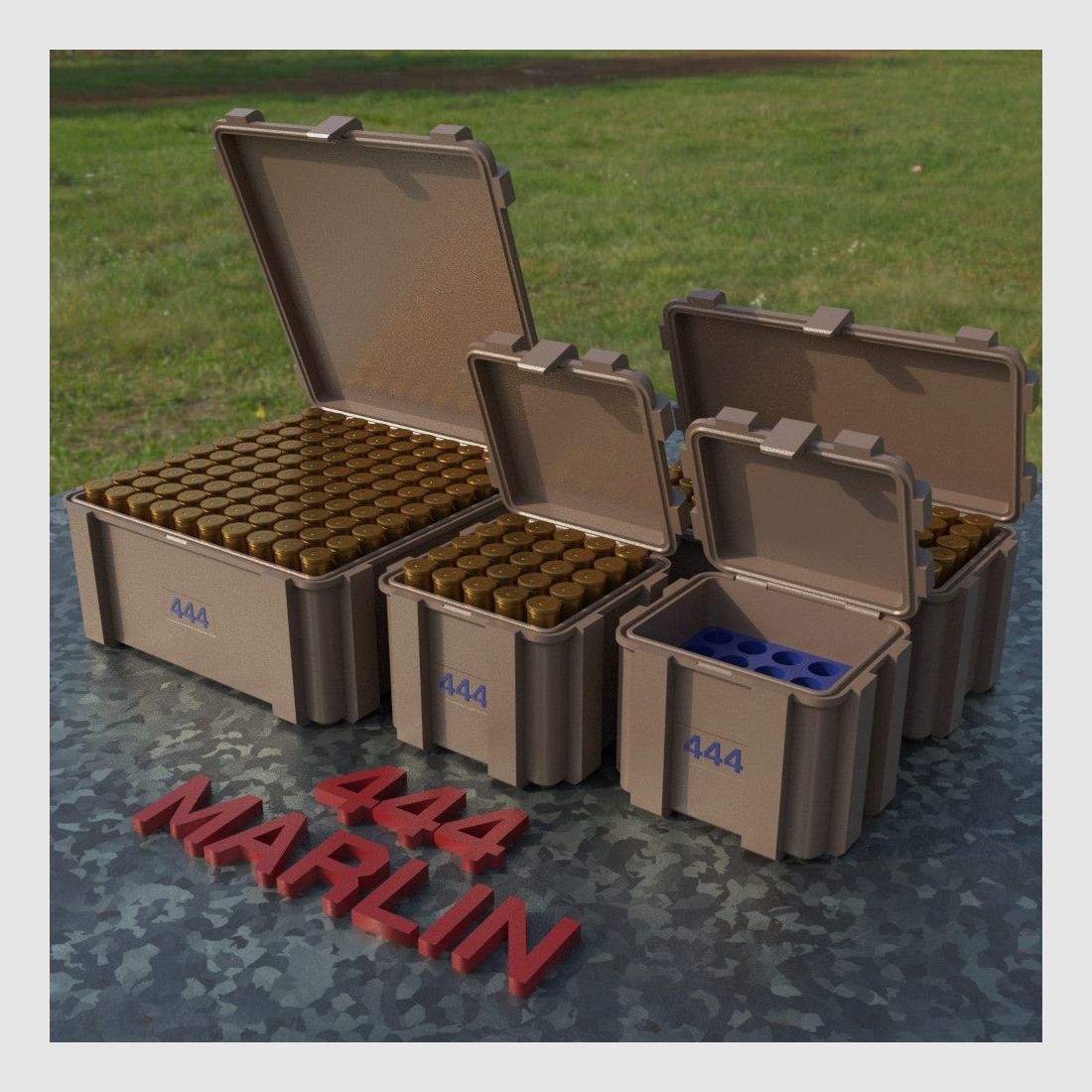 Filamelt Munitionsbox / Ammo Box .444 Marlin – Patronenbox ‘Klappdeckel’ – 20 / 25 / 50 / 100 Runden